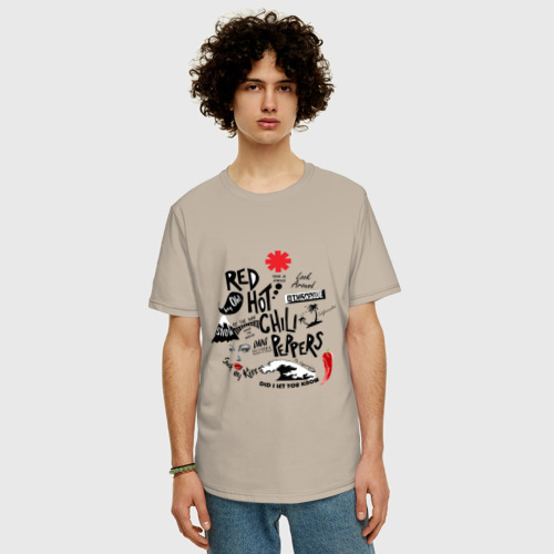 Мужская футболка хлопок Oversize RHCP альбомы, цвет миндальный - фото 3