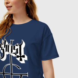 Женская футболка хлопок Oversize Ghost logo - фото 2