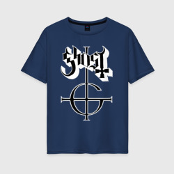 Женская футболка хлопок Oversize Ghost logo