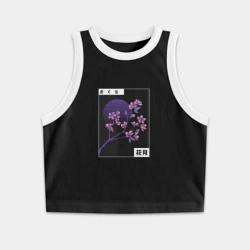 Женская укороченная майка-топ хлопок Сакура, закат