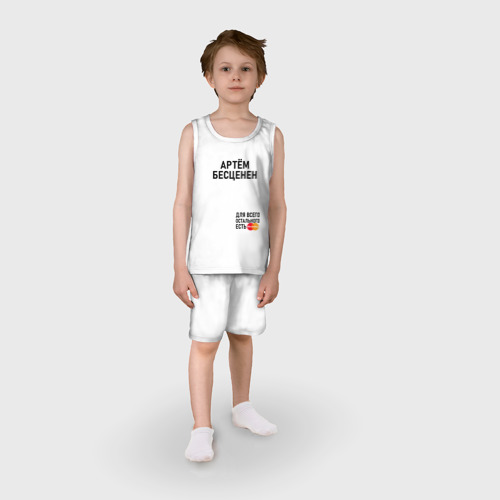 Детская пижама с шортами хлопок Артем бесценен, цвет белый - фото 3