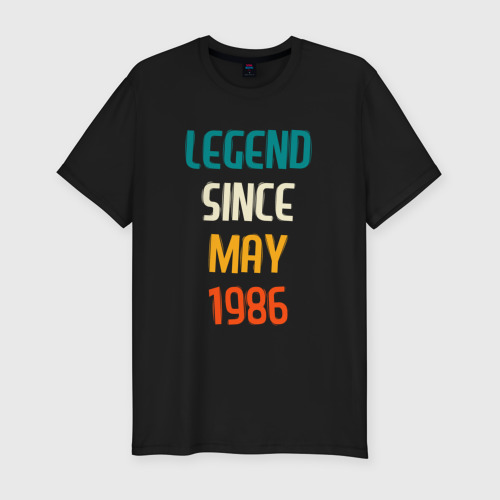 Мужская футболка хлопок Slim с принтом Legend Since May 1986, вид спереди #2