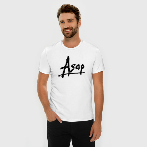 Мужская футболка хлопок Slim с принтом Asap rocky / my mix, фото на моделе #1