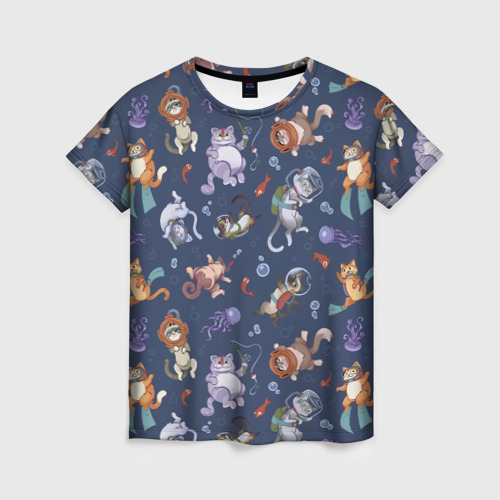 Женская футболка с принтом Морские Котики: Цветное, вид спереди №1