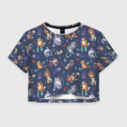 Женская футболка Crop-top 3D Морские Котики: Цветное