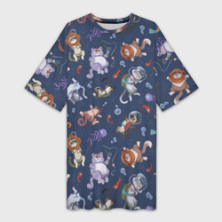 Платье-футболка 3D Морские Котики: Цветное