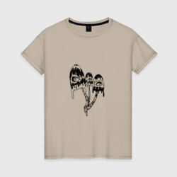 Mushrooms with eyes black – Женская футболка хлопок с принтом купить со скидкой в -20%
