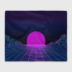 Плед 3D Закат розового солнца Vaporwave Психоделика