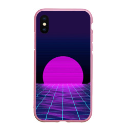 Чехол для iPhone XS Max матовый Закат розового солнца Vaporwave Психоделика