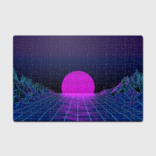 Головоломка Пазл магнитный 126 элементов Закат розового солнца Vaporwave Психоделика