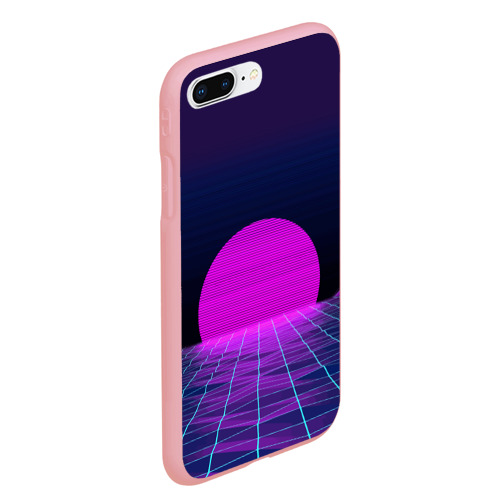 Чехол для iPhone 7Plus/8 Plus матовый с принтом Закат розового солнца / Vaporwave / Психоделика, вид сбоку #3