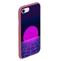 Чехол для iPhone 7/8 матовый Закат розового солнца Vaporwave Психоделика - фото 2