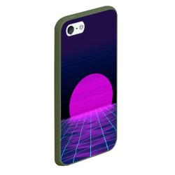 Чехол для iPhone 5/5S матовый Закат розового солнца Vaporwave Психоделика - фото 2