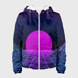 Женская куртка 3D Закат розового солнца Vaporwave Психоделика