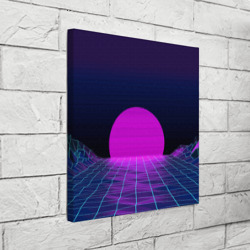 Холст квадратный Закат розового солнца Vaporwave Психоделика - фото 2