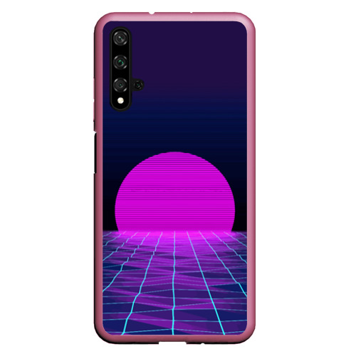 Чехол для Honor 20 Закат розового солнца Vaporwave Психоделика, цвет малиновый