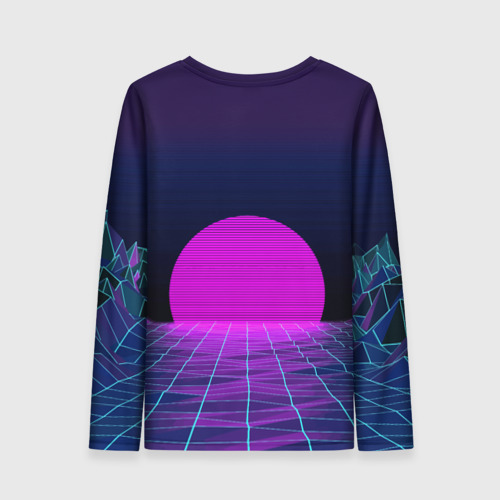 Женский лонгслив 3D Закат розового солнца Vaporwave Психоделика, цвет 3D печать - фото 2