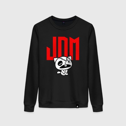 Женский свитшот хлопок JDM Kitten-Zombie Japan, цвет черный