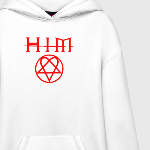 Худи SuperOversize хлопок Him logo, цвет белый - фото 3