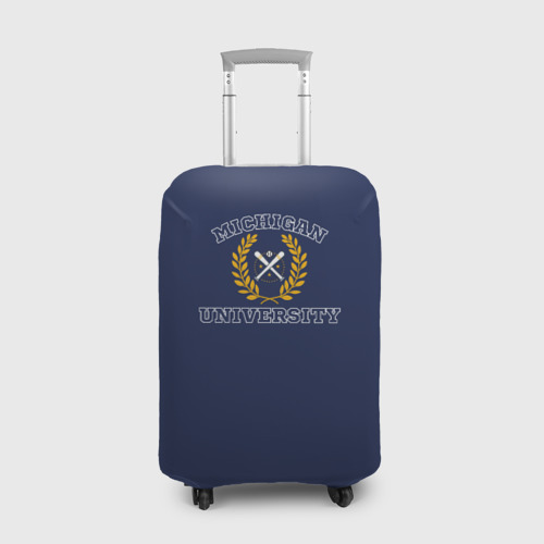 Чехол для чемодана 3D Michigan University - лого американского университета на синем, цвет 3D печать