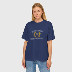 Женская футболка oversize 3D Michigan University - лого американского университета на синем - фото 2