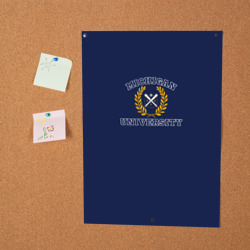 Постер Michigan University, дизайн в стиле американского университета на синем фоне - фото 2