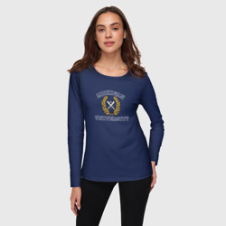 Женский лонгслив 3D Michigan University - лого американского университета на синем - фото 2