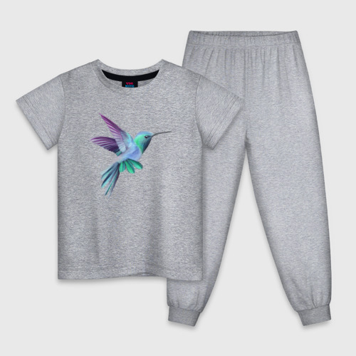 Детская пижама хлопок Красивая колибри, цвет меланж