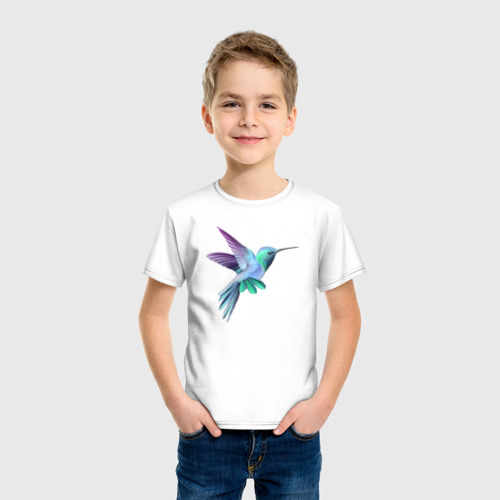 Детская футболка хлопок Красивая колибри, цвет белый - фото 3