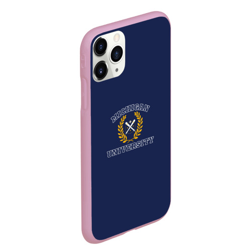 Чехол для iPhone 11 Pro Max матовый Michigan University, дизайн в стиле американского университета, цвет розовый - фото 3