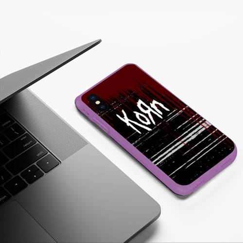 Чехол для iPhone XS Max матовый KoЯn Корн потеки, цвет фиолетовый - фото 5