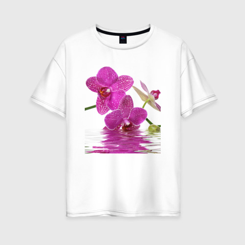 Женская футболка хлопок Oversize orchid pink, цвет белый