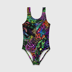 Детский купальник 3D Абстрактный узор Vanguard Fashion Неон - фото 2