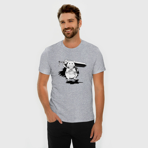 Мужская футболка хлопок Slim Berserk mouse, цвет меланж - фото 3