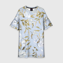 Детское платье 3D Цветы Золотые Листья