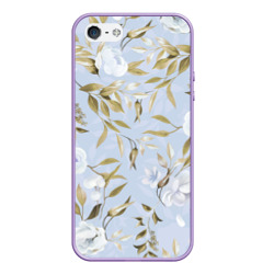 Чехол для iPhone 5/5S матовый Цветы Золотые Листья