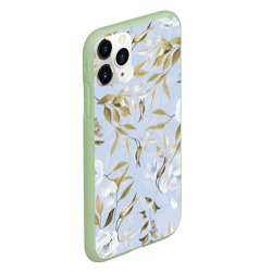 Чехол для iPhone 11 Pro матовый Цветы Золотые Листья - фото 2