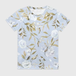 Женская футболка 3D Цветы Золотые Листья