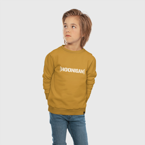Детский свитшот хлопок Hoonigan - extreme motor racing team, цвет горчичный - фото 5