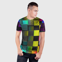 Мужская футболка 3D Slim Colored Geometric 3D pattern - фото 2