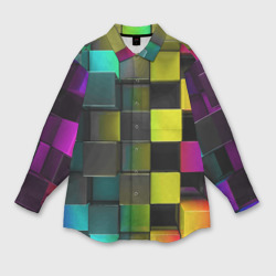 Мужская рубашка oversize 3D Colored Geometric 3D pattern