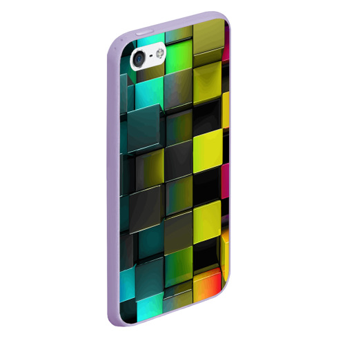 Чехол для iPhone 5/5S матовый Colored Geometric 3D pattern, цвет светло-сиреневый - фото 3