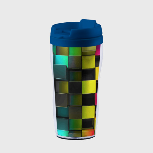 Термокружка-непроливайка Colored Geometric 3D pattern, цвет синий