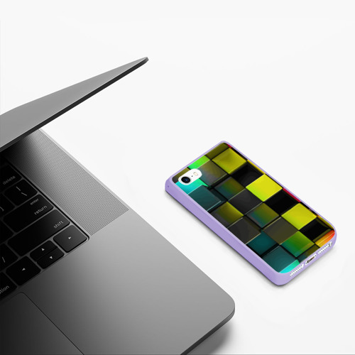 Чехол для iPhone 5/5S матовый Colored Geometric 3D pattern, цвет светло-сиреневый - фото 5