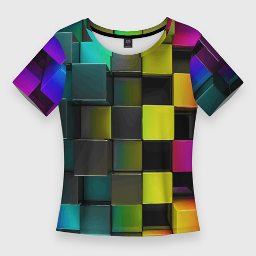 Женская футболка 3D Slim Colored Geometric 3D pattern, цвет 3D печать