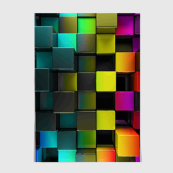 Постер Colored Geometric 3D pattern  