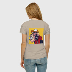 Женская футболка хлопок Обезьяны в шляпе и рубашке - фото 2