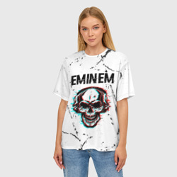 Женская футболка oversize 3D Eminem череп Потертости - фото 2