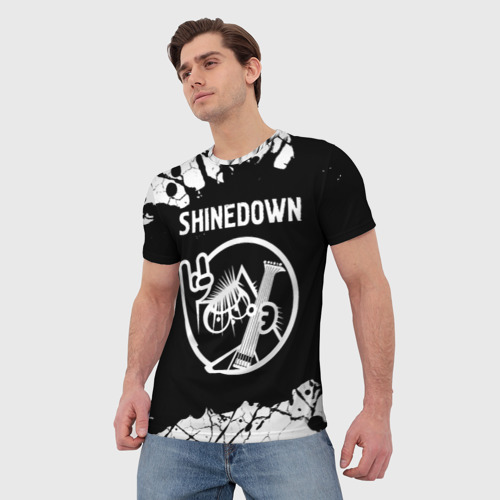 Мужская футболка 3D Shinedown + КОТ + Краска, цвет 3D печать - фото 3