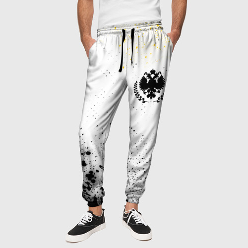 Мужские брюки 3D RUSSIAN EMPIRE - ГЕРБ + Брызги, цвет 3D печать - фото 4